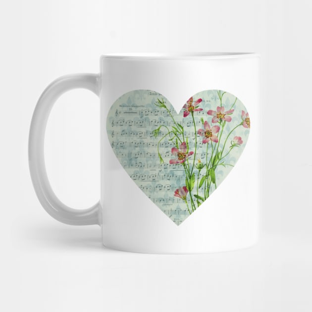 Floral Sheet Music - Heart by KayBee Gift Shop